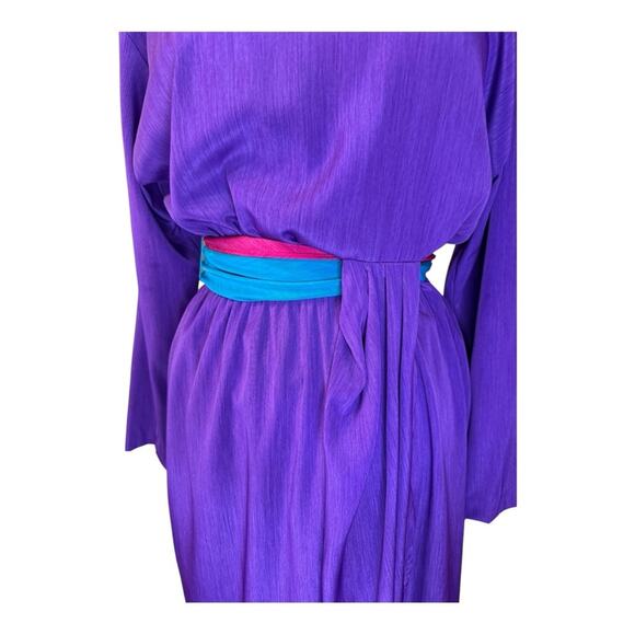 Vtg 80s Retro Colorful Artsy Midi Dress Sizes 10P NWT Modest Modern Minimalist - Picture 4 of 9